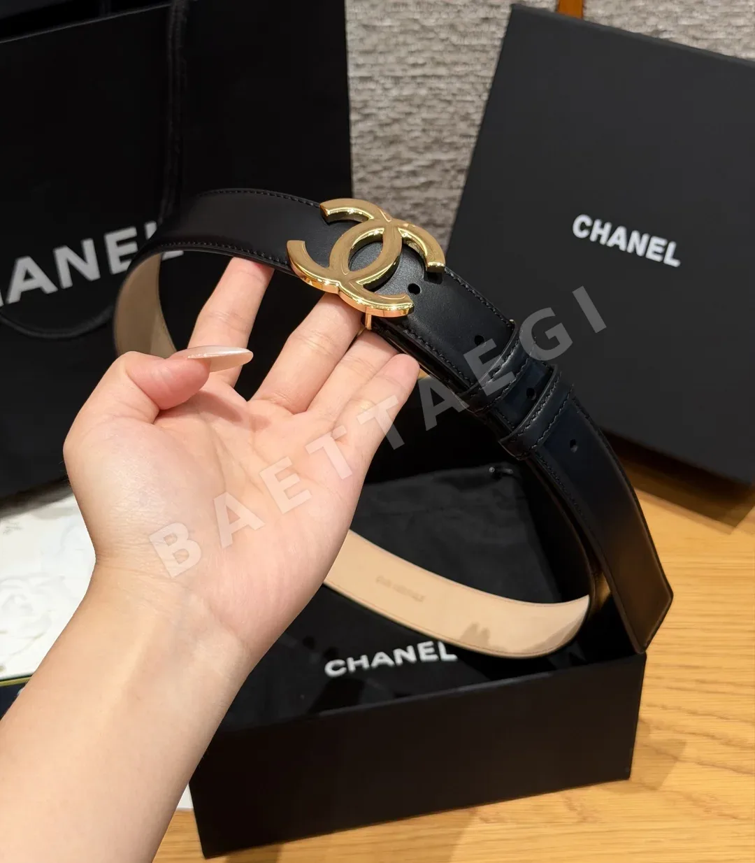 샤넬 클래식 CC 버클 스무스 카프스킨 벨트 상세 이미지 3