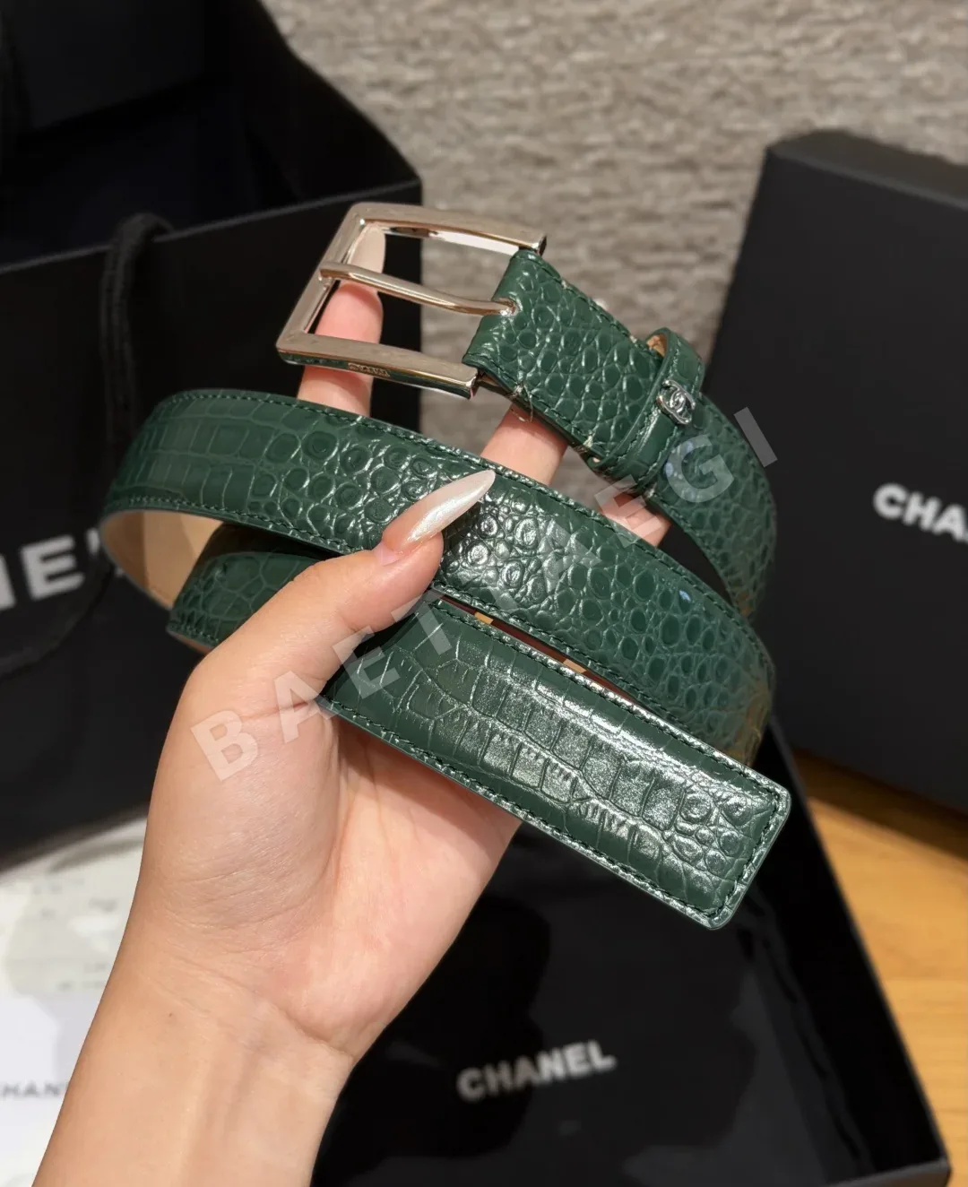 샤넬 악어무늬 가죽 벨트 30mm 상세 이미지 2