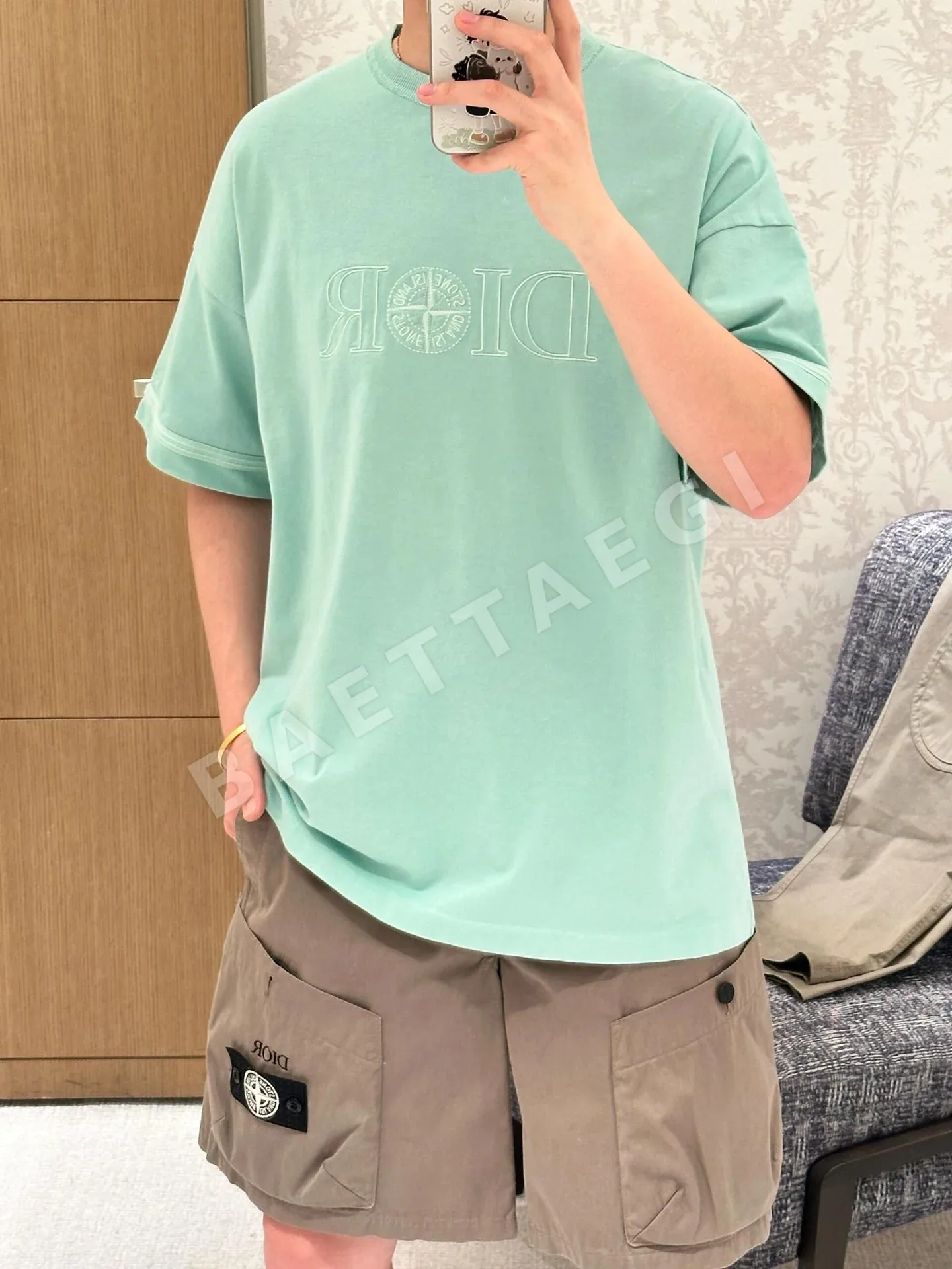 스톤아일랜드 로고 자수 크루넥 반팔 티셔츠 상세 이미지 8