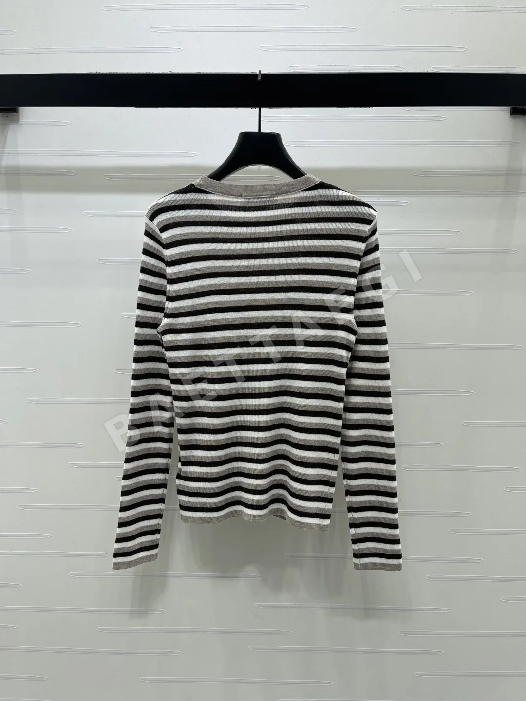 디올 스트라이프 컬러 블록 울 혼방 니트 긴팔 탑 상세 이미지 8