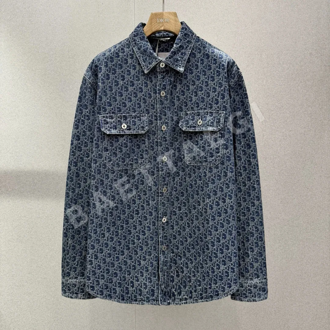 디올 오블리크 프린트 데님 긴팔 셔츠 186322