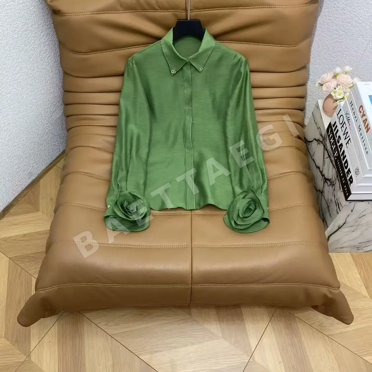 디올 린넨 코튼 플라워 장식 여성 셔츠 상세 이미지 6