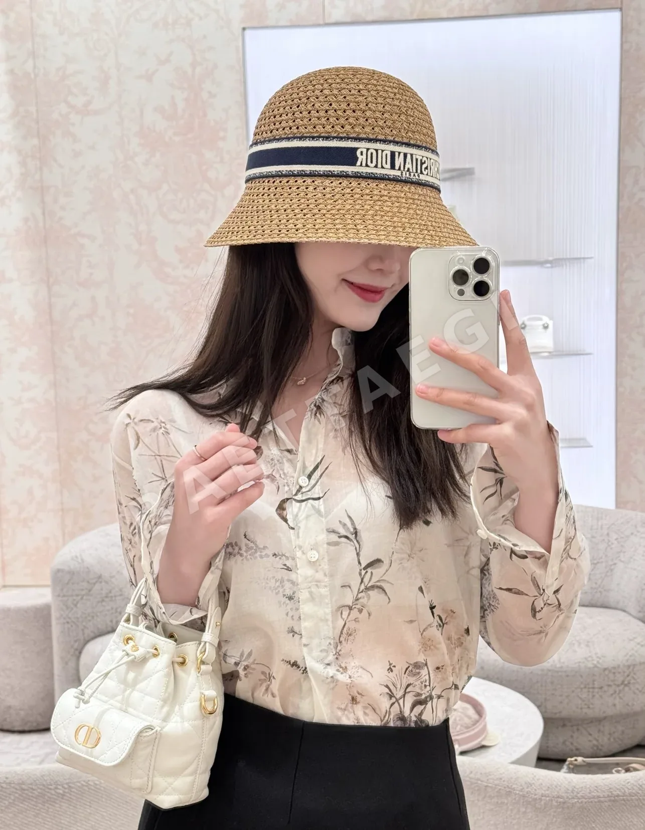 디올 자수 파피루스 버킷 햇 모자 상세 이미지 2