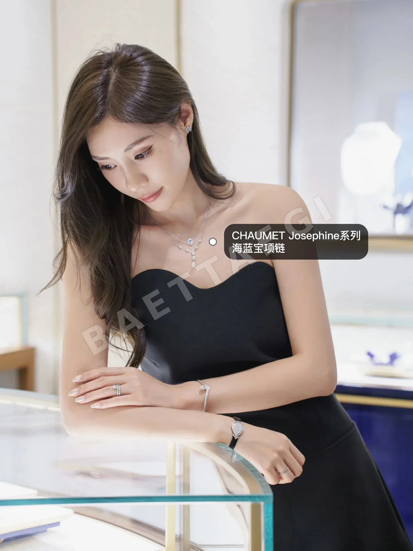 쇼메 티어드롭 스털링 실버 목걸이 상세 이미지 3