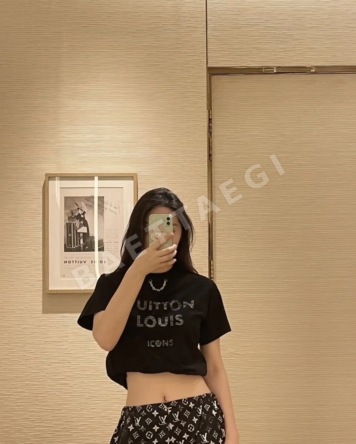 루이비통 여성 프린트 코튼 반팔 티셔츠 상세 이미지 6
