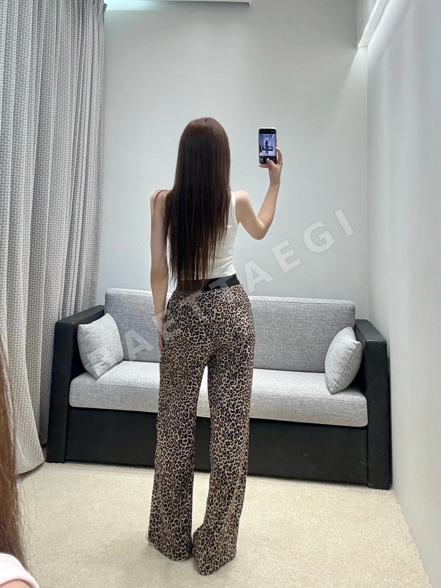 생로랑 레오파드 와이드 팬츠 상세 이미지 7