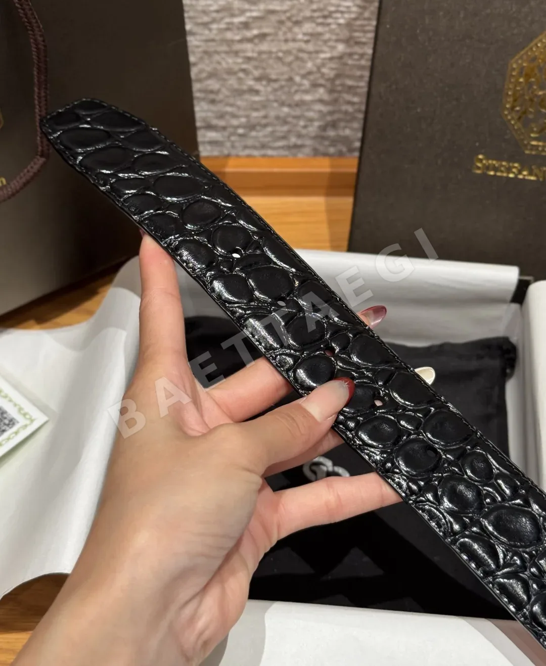 스테파노리치 다이아몬드 장식 양면 소가죽 벨트 상세 이미지 6