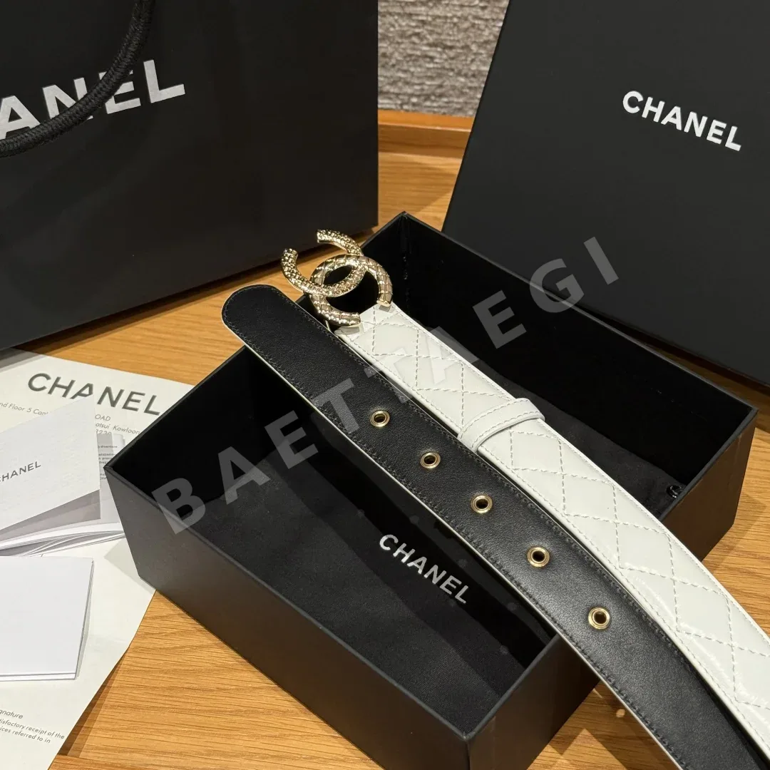 샤넬 다이아몬드 패턴 램스킨 더블 C 메탈 로고 벨트 상세 이미지 6