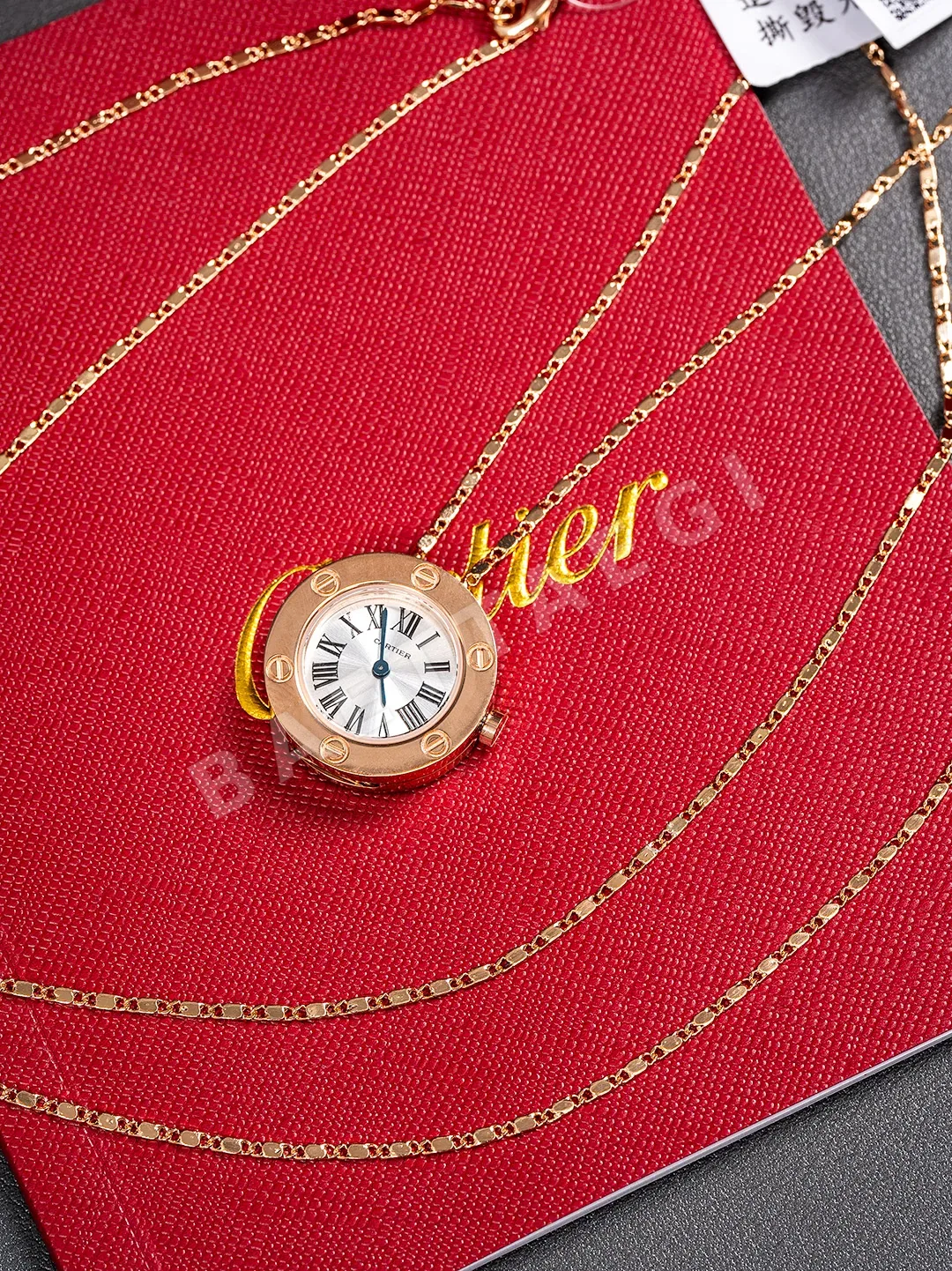 까르띠에 시계 쿼츠 무브먼트 다이아 로즈골드 블루 스틸밴드 가죽스트랩 레플리카 42859 Cartier 상세 이미지 4