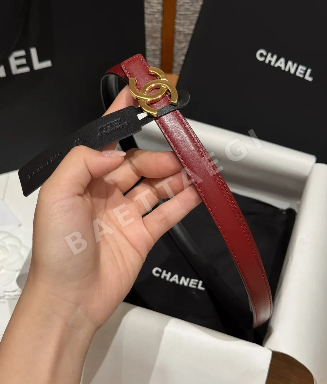 샤넬 더블 C 버클 가죽 벨트 상세 이미지 4