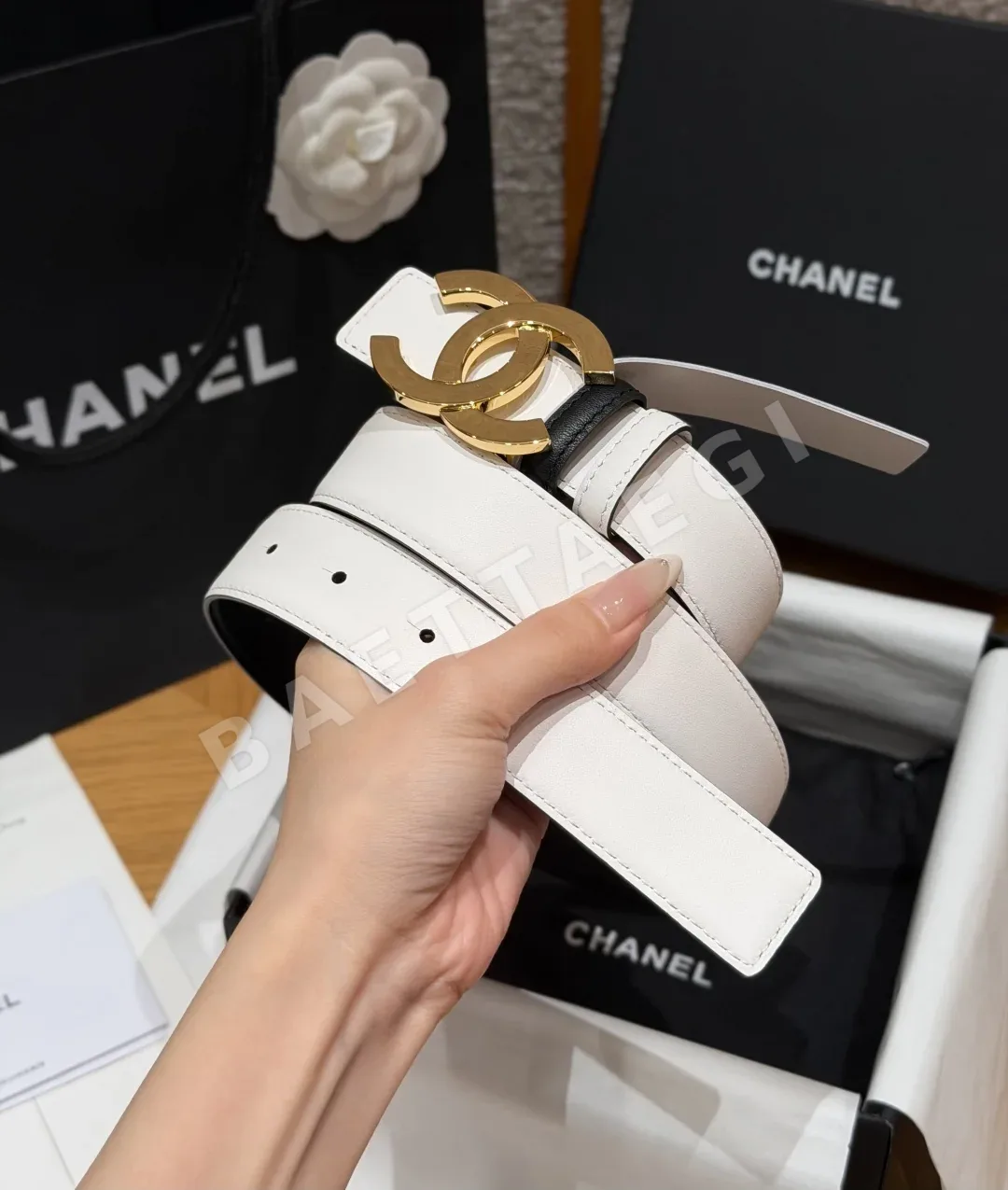 샤넬 더블 C 버클 가죽 벨트 상세 이미지 2
