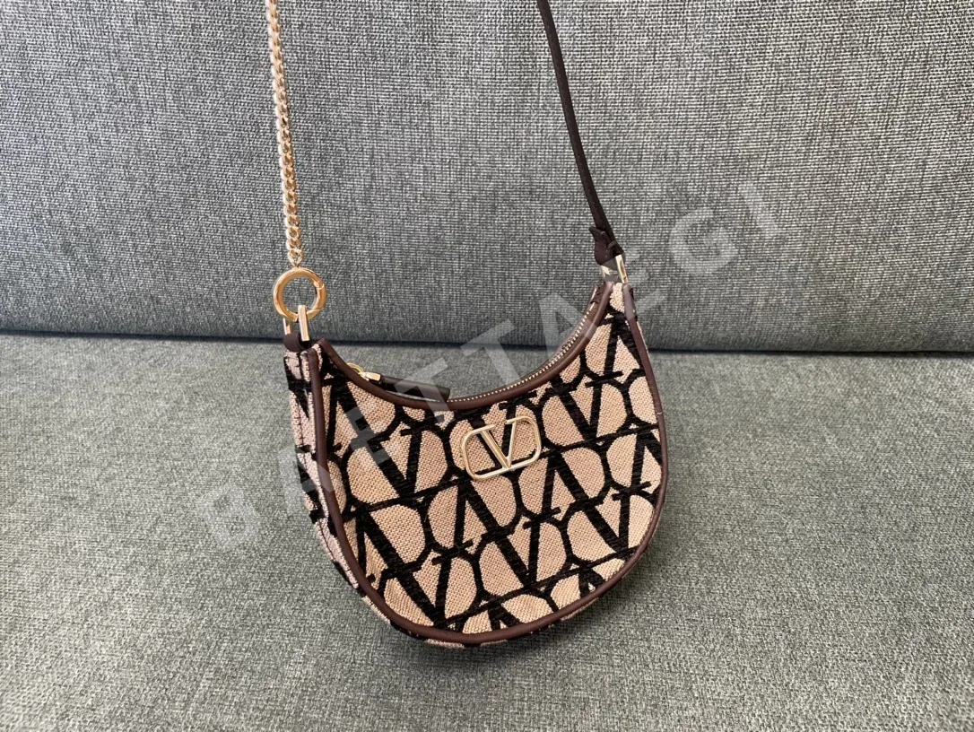 발렌티노 커피색 미니 패브릭 호보 가방 43978