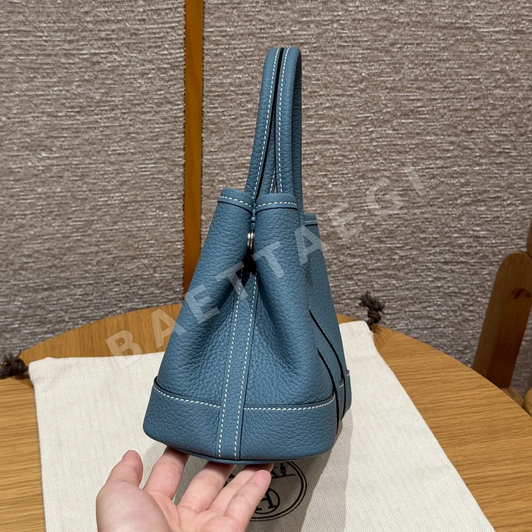 에르메스 가든파티 23 토트백 블루진 네고 가죽 상세 이미지 2