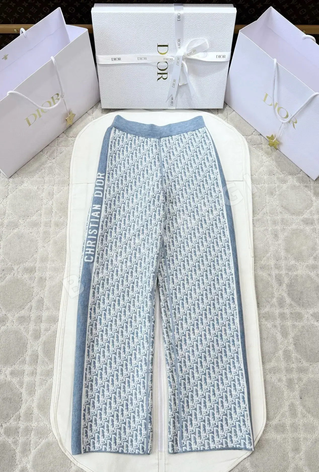 디올 양면 캐시미어 울 프린트 바지 상세 이미지 2
