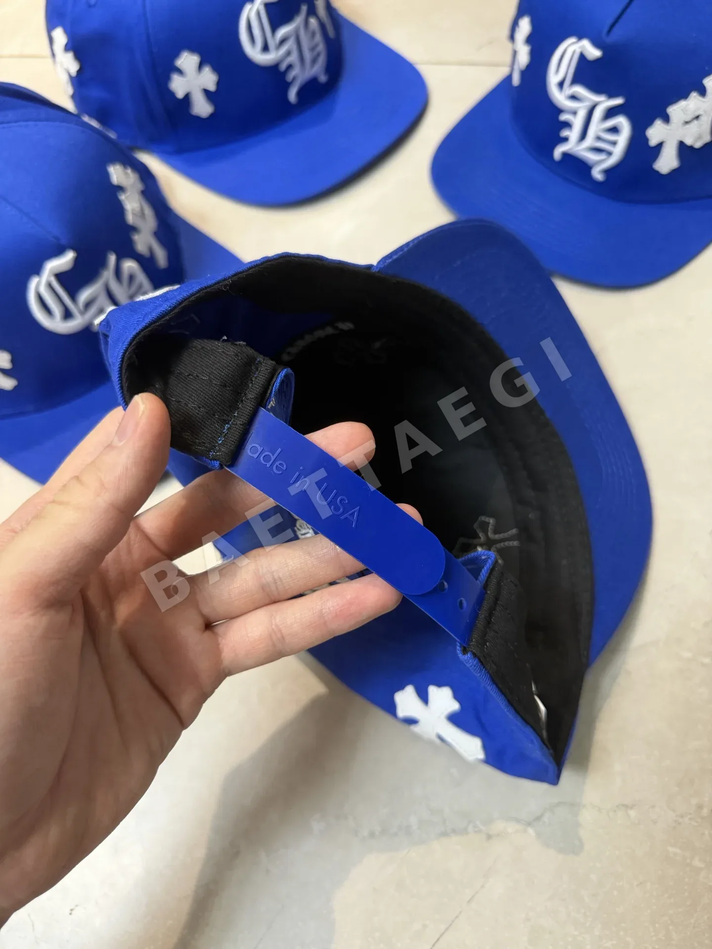크롬하츠 블루 크로스 패턴 베이스볼 캡 상세 이미지 6