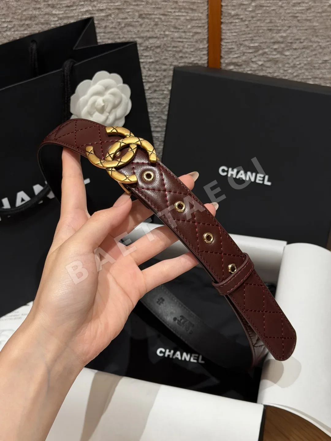 샤넬 퀼팅 송아지가죽 더블 C 버클 벨트 상세 이미지 3