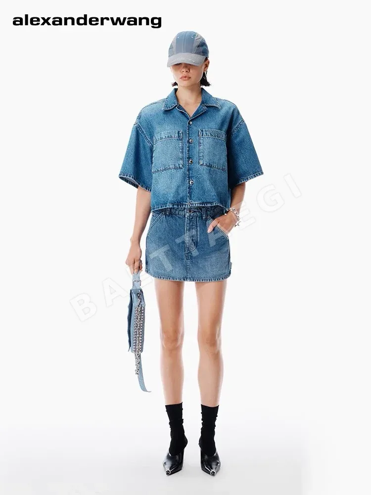 알렉산더왕 커스텀 워시드 데님 여성 스커트 129685