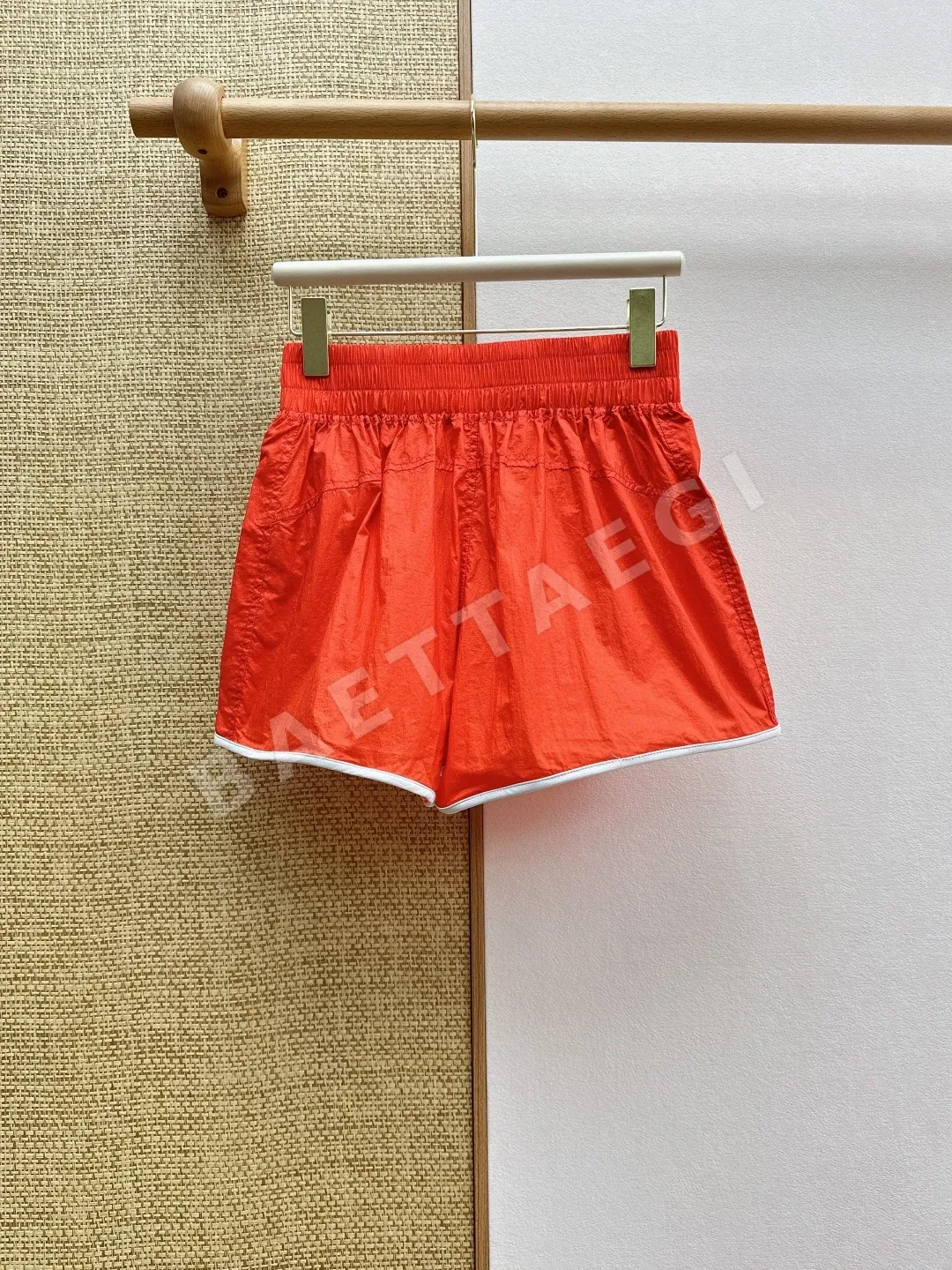 샤넬 램스킨 트림 하이웨스트 컬러블록 여성 액티브웨어 반바지 상세 이미지 9