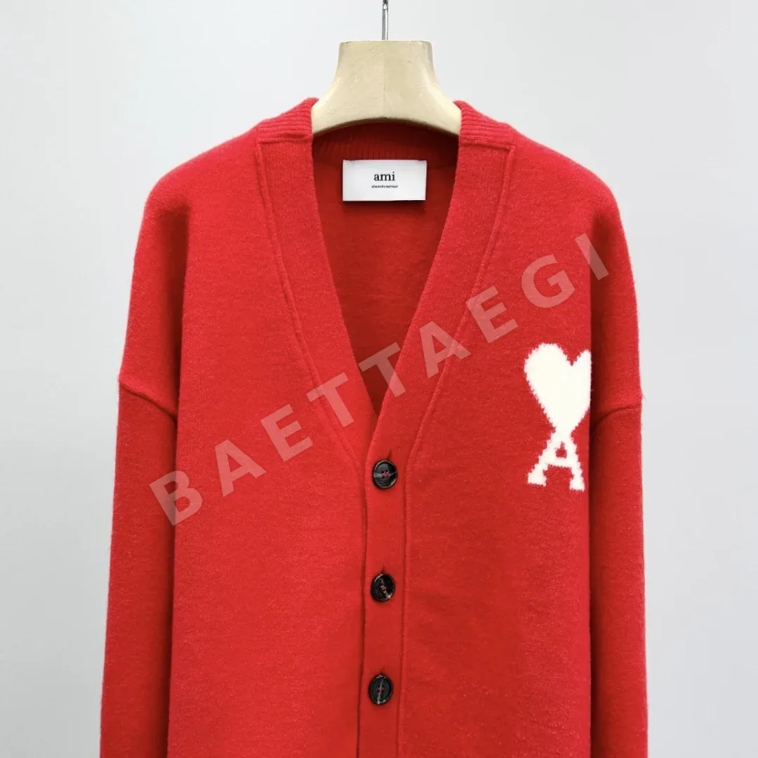 아미 하트 울 V넥 가디건 상세 이미지 3