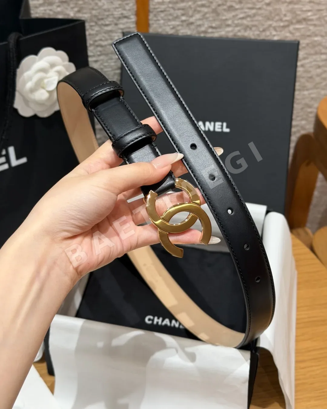 샤넬 더블 C 버클 송아지가죽 벨트 상세 이미지 4