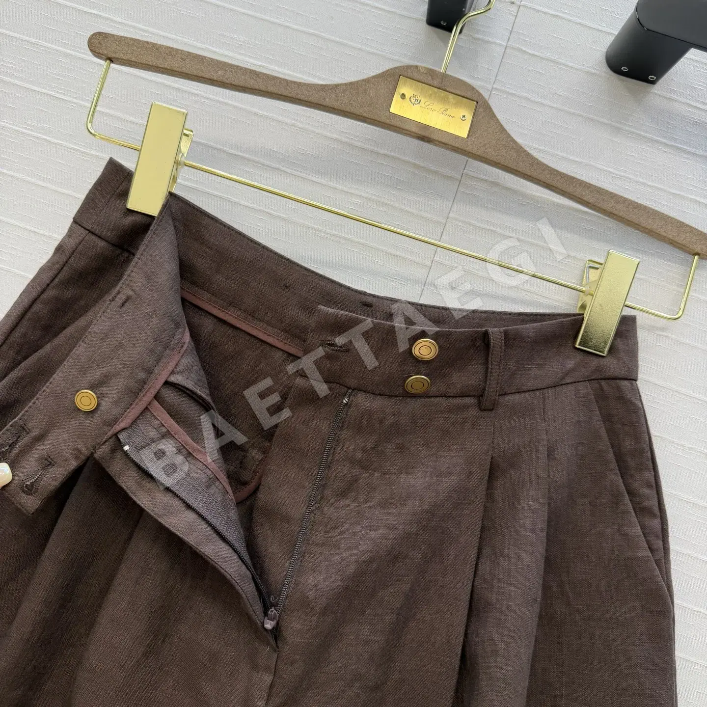 로로피아나 린넨 와이드 스트레이트 레그 여성 바지 상세 이미지 5