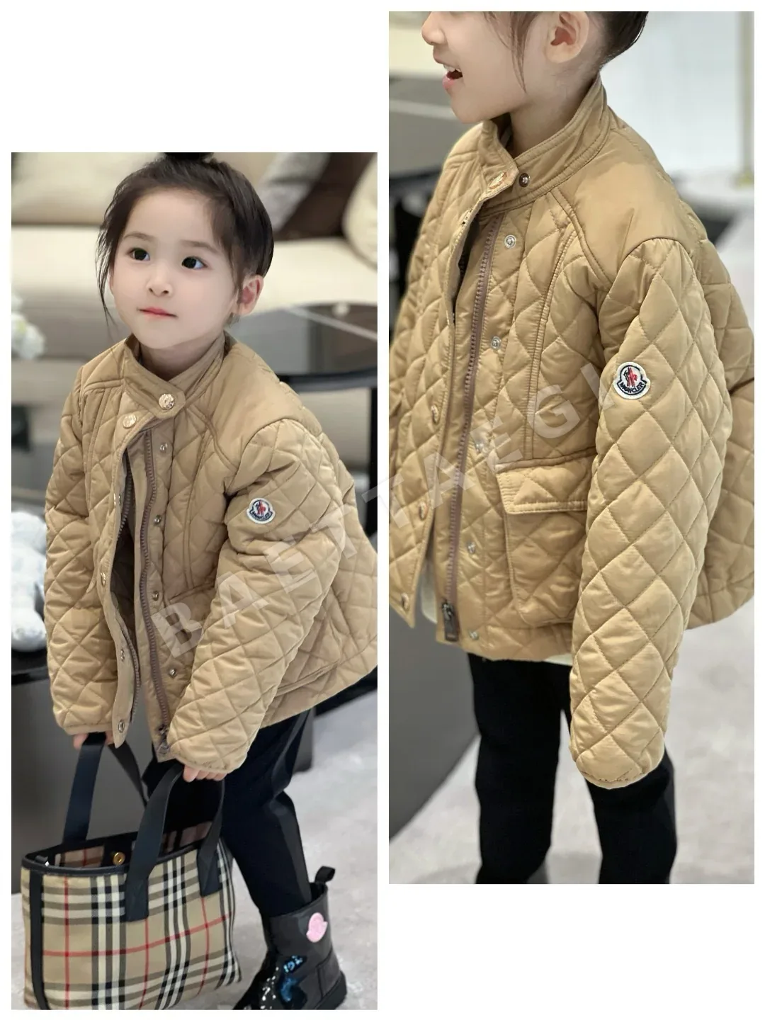 몽클레르 퀼팅 코튼 허리 조임 키즈 자켓 상세 이미지 1