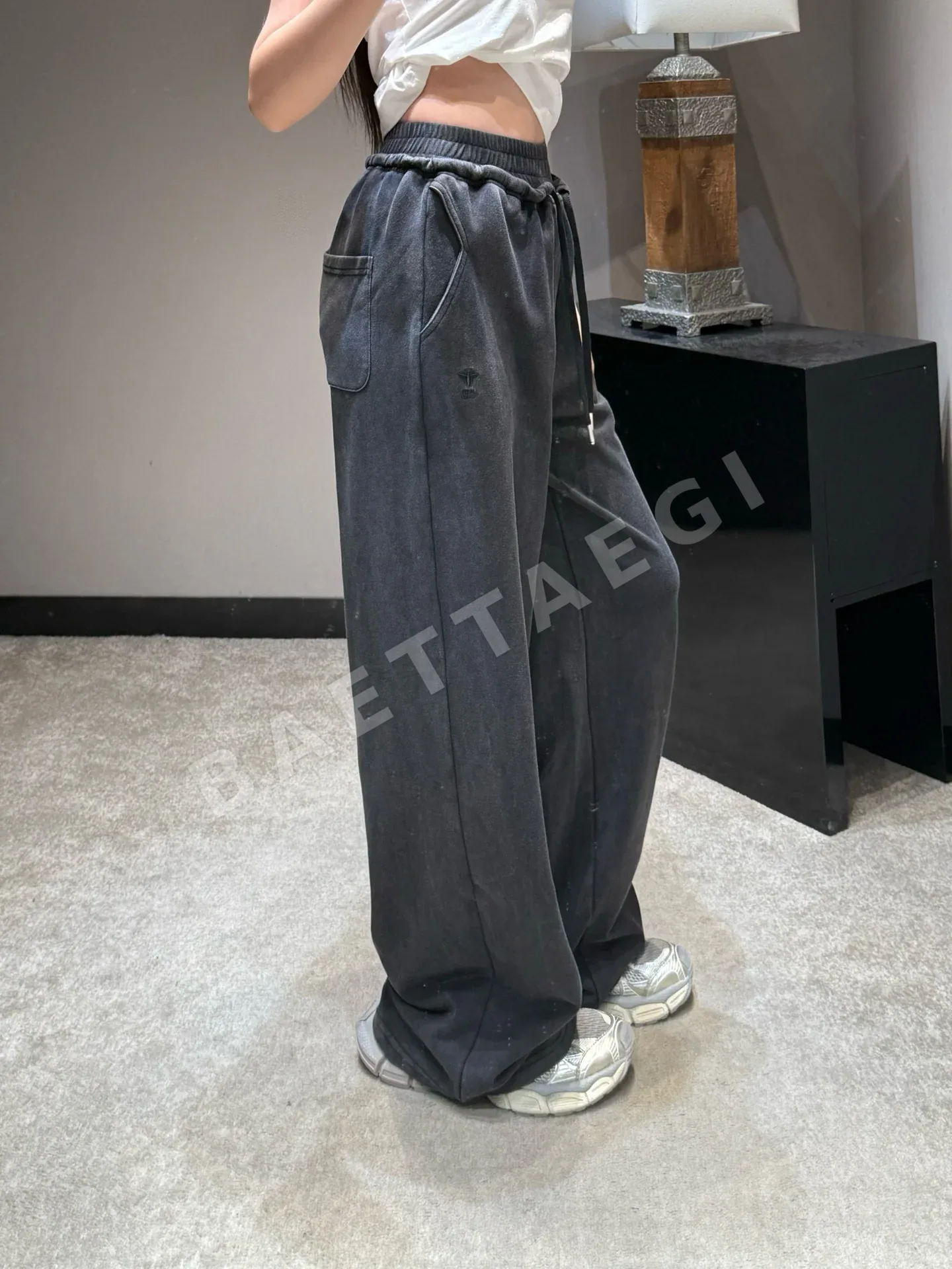 디올 블루 와이드 레그 여성 바지 상세 이미지 8