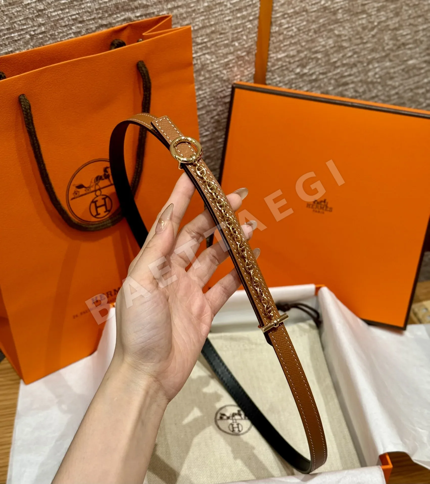 에르메스 팔라듐 도금 보석 장식 슬라이드 벨트 상세 이미지 5