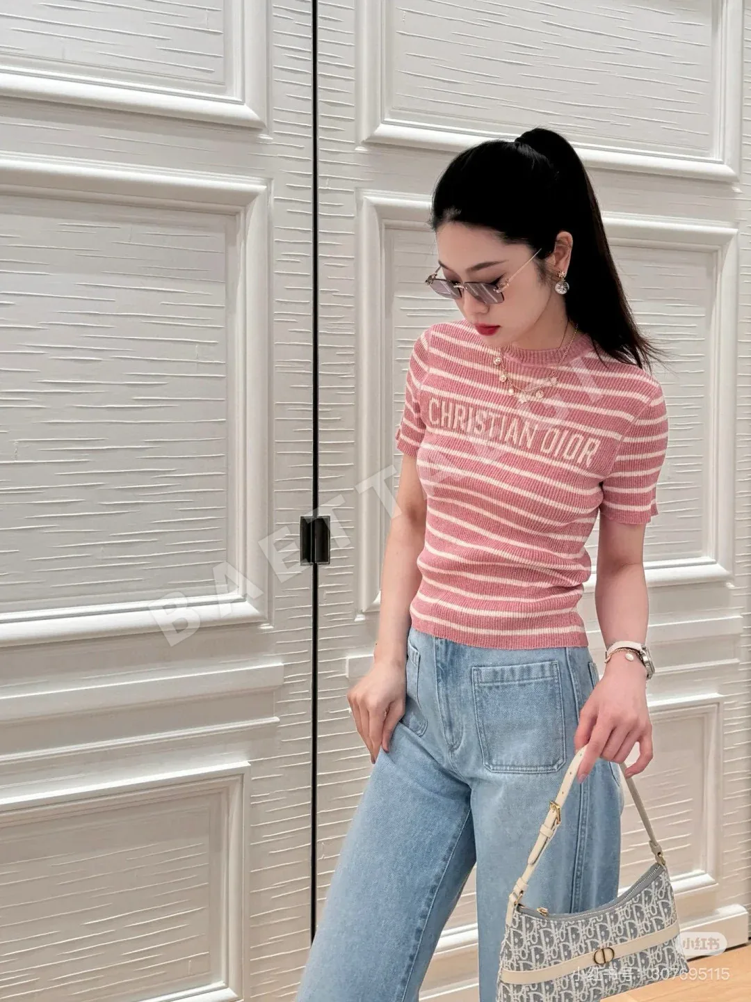 디올 스트라이프 레터 린넨 반팔 셔츠 상세 이미지 7