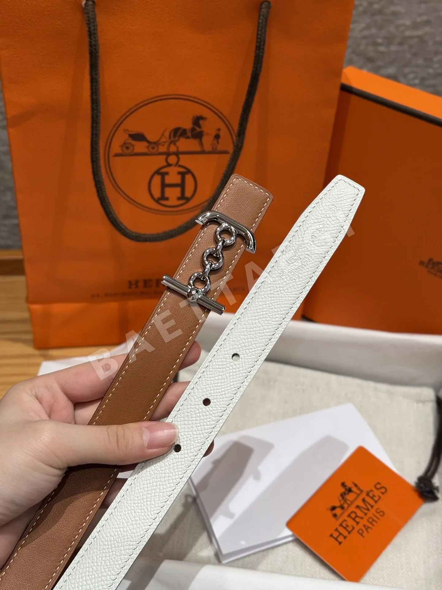 에르메스 H 버클 스위프트 양면 가죽 벨트 상세 이미지 8