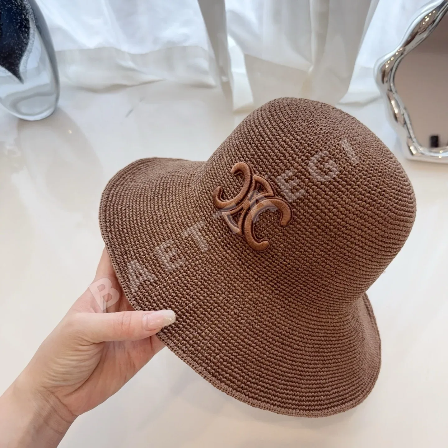 셀린느 실크 파피루스 접이식 피셔맨 모자 상세 이미지 4