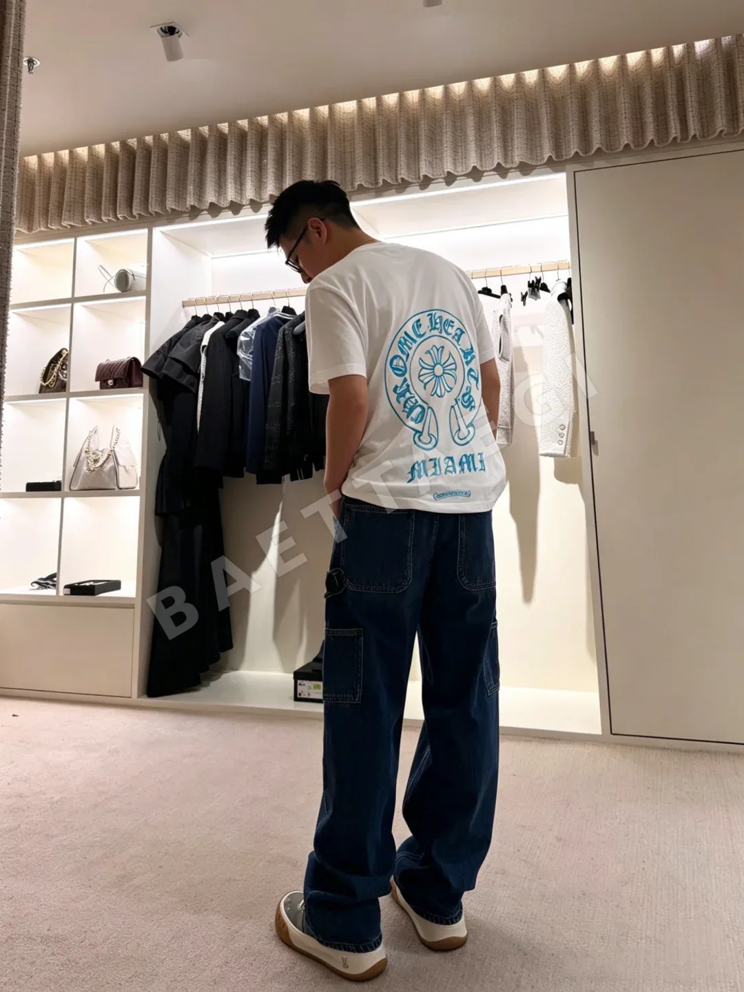 크롬하츠 청색 흰색 코튼 남성 반팔 티셔츠 상세 이미지 9