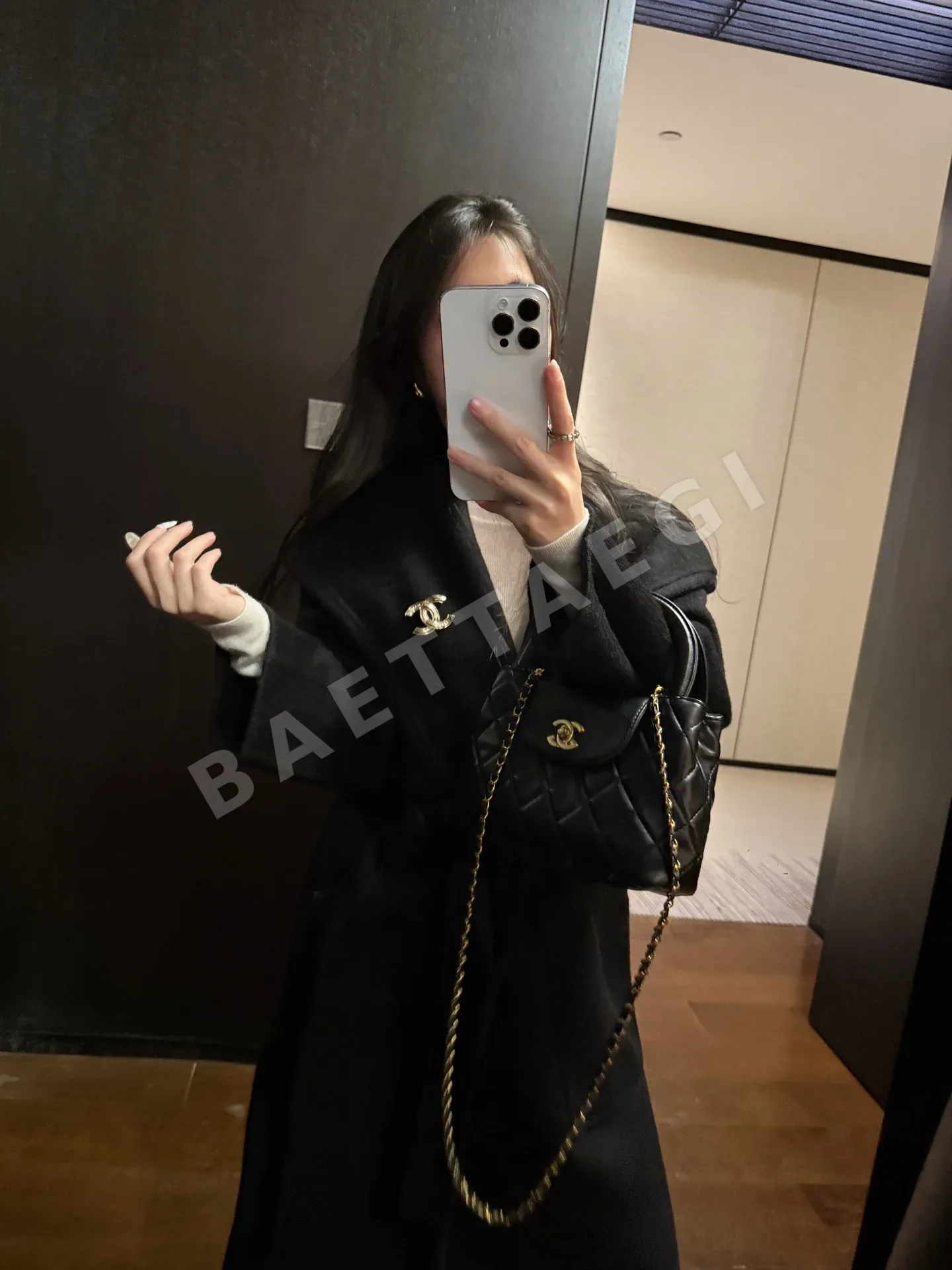 샤넬 후드 카시미어 여성 자켓 186408