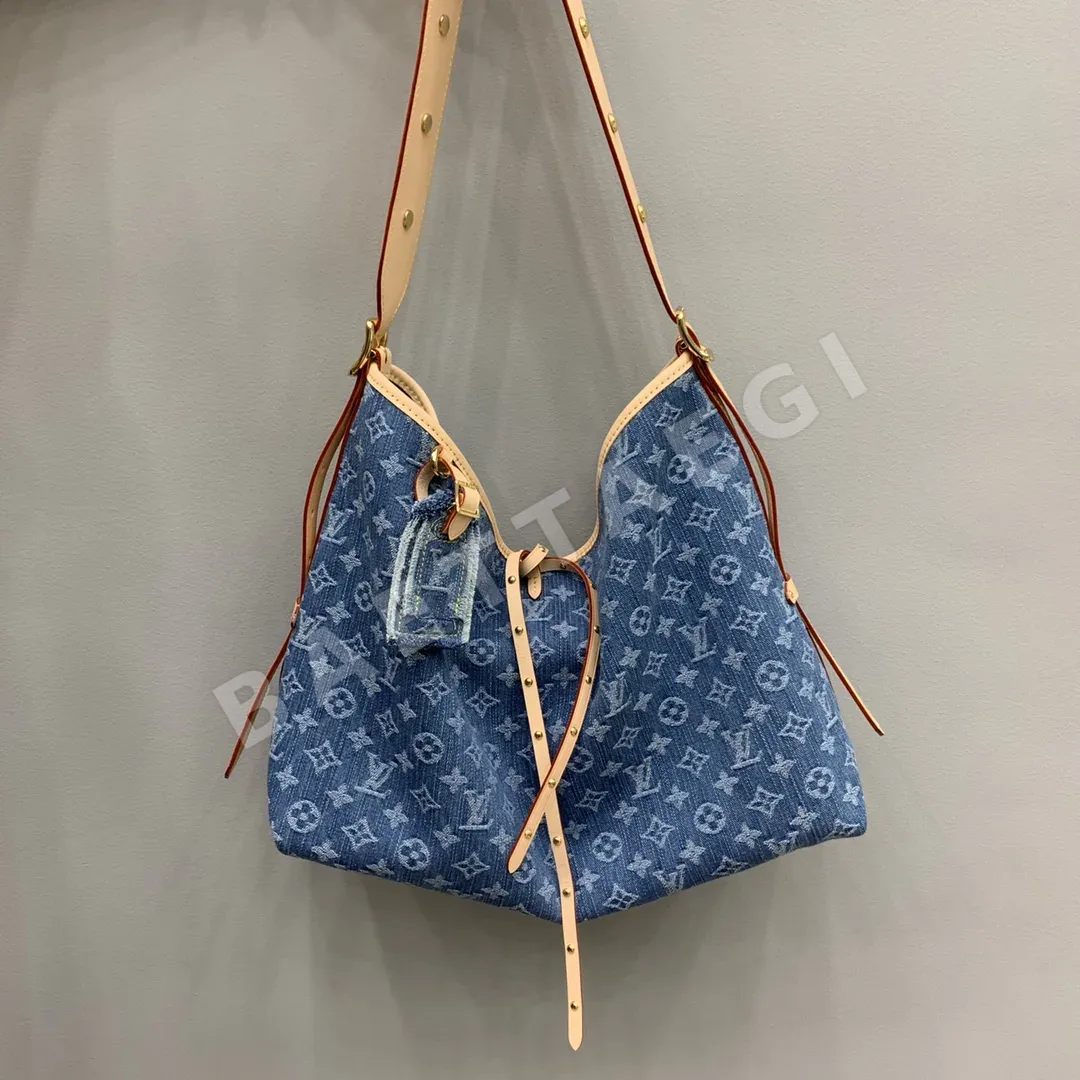 루이비통 플러스사이즈 빈티지 데님 캐리올 가방 M46855