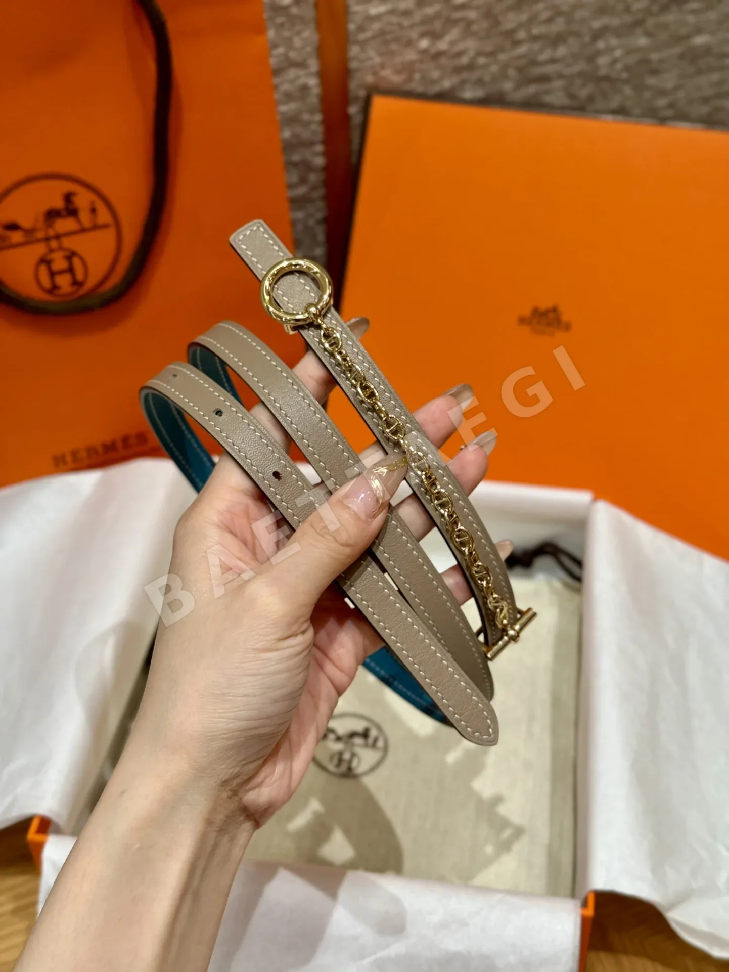 에르메스 파라듐 도금 메탈 버클 가죽 벨트 상세 이미지 6