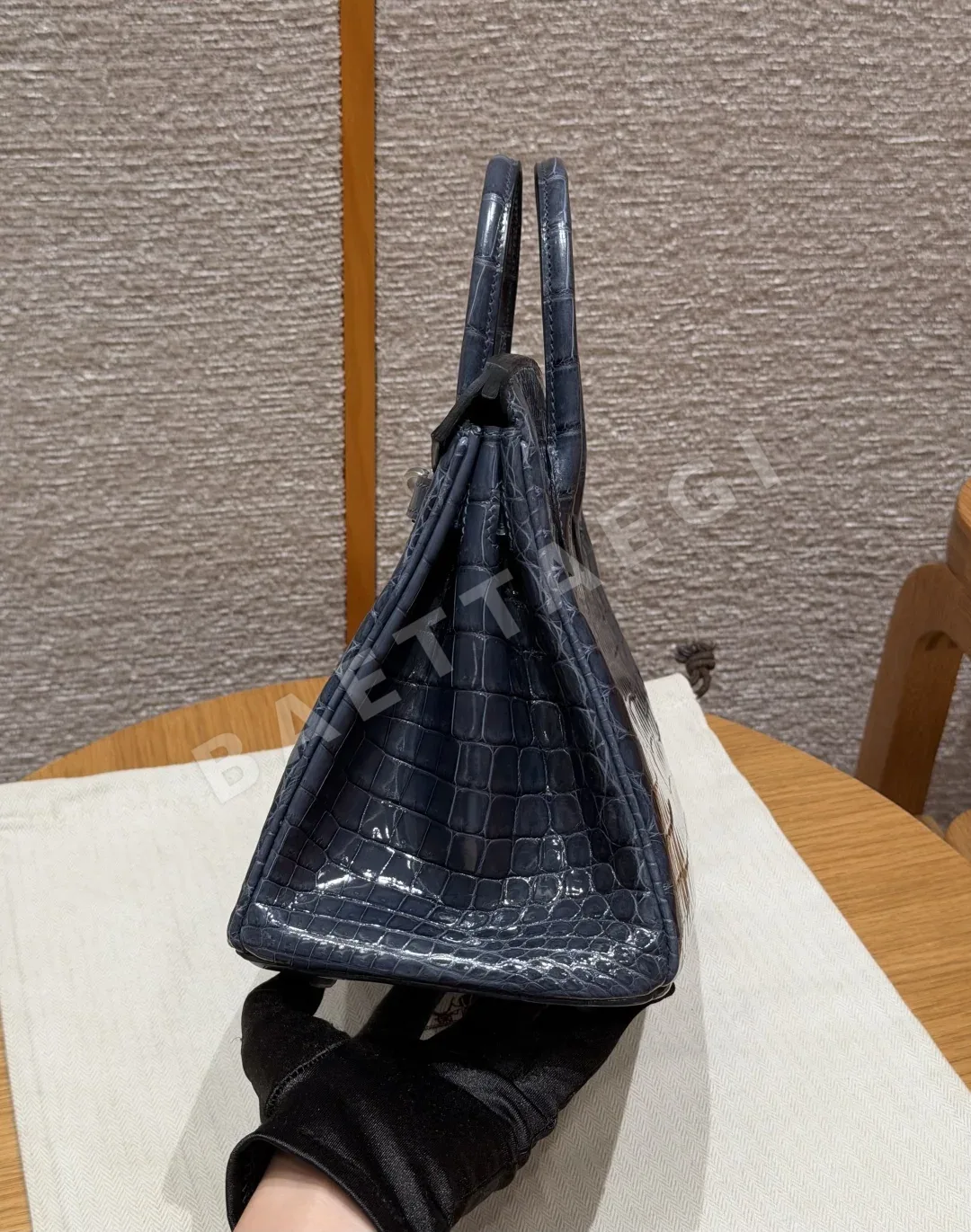 에르메스 버킨 25 스톰블루 악어가죽 가방 상세 이미지 4