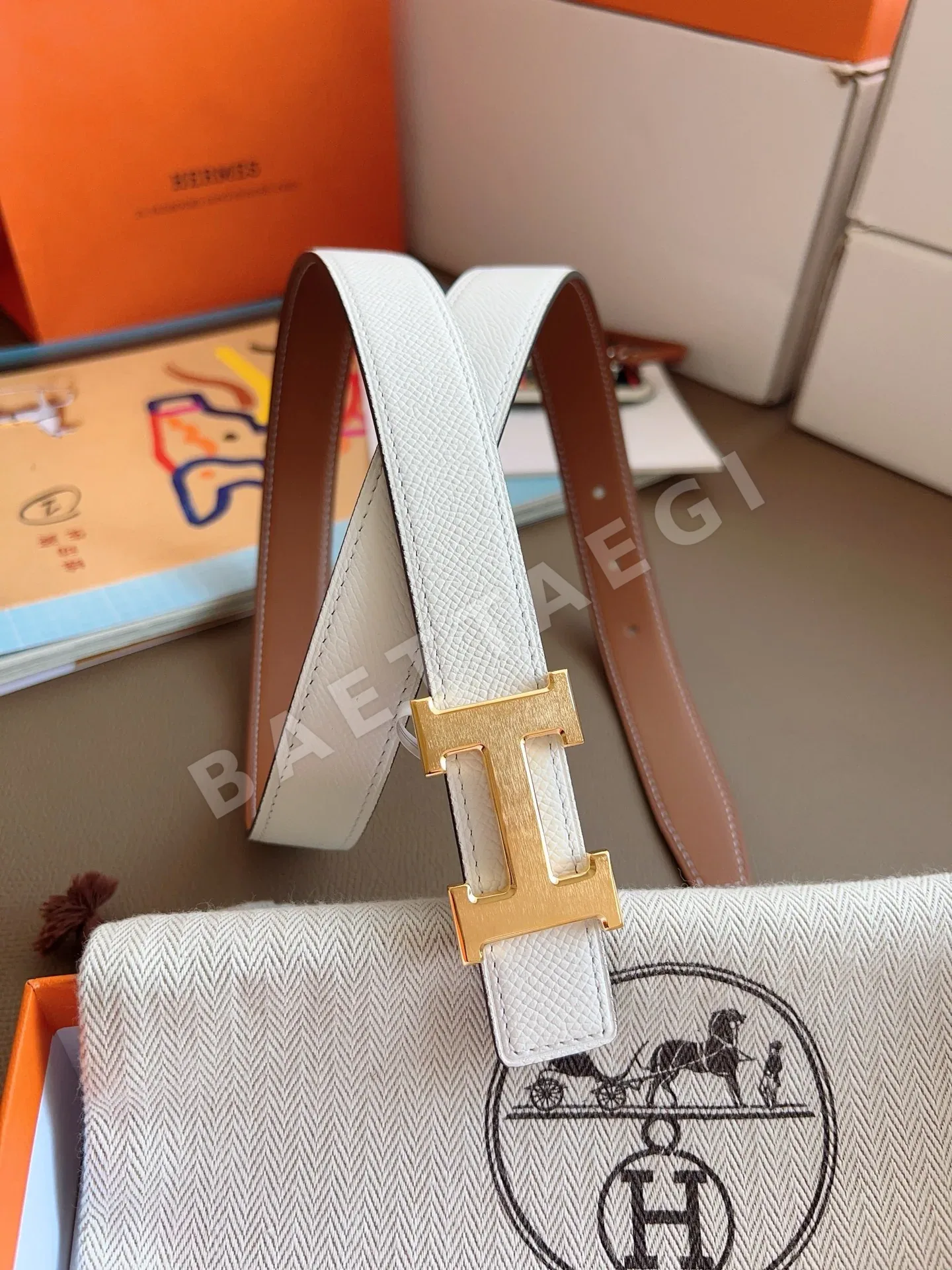 에르메스 에스캉스 양면 가죽 벨트 상세 이미지 4