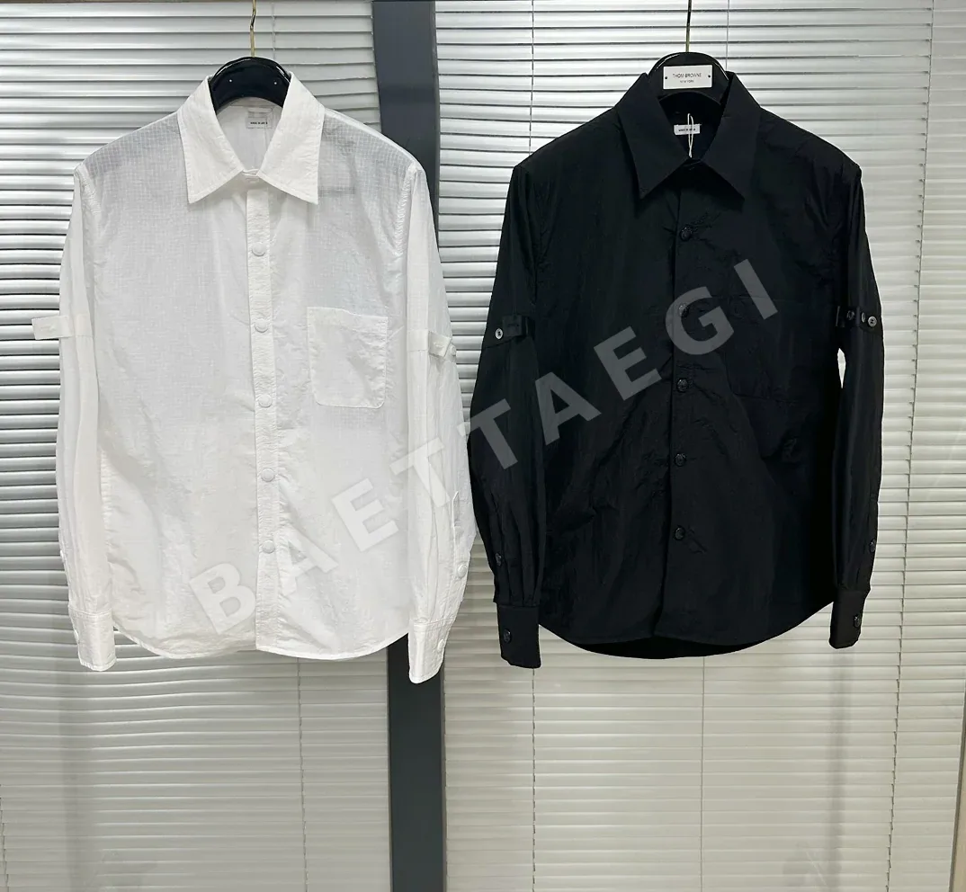 톰브라운 다크 체크 경량 긴팔 셔츠 46715