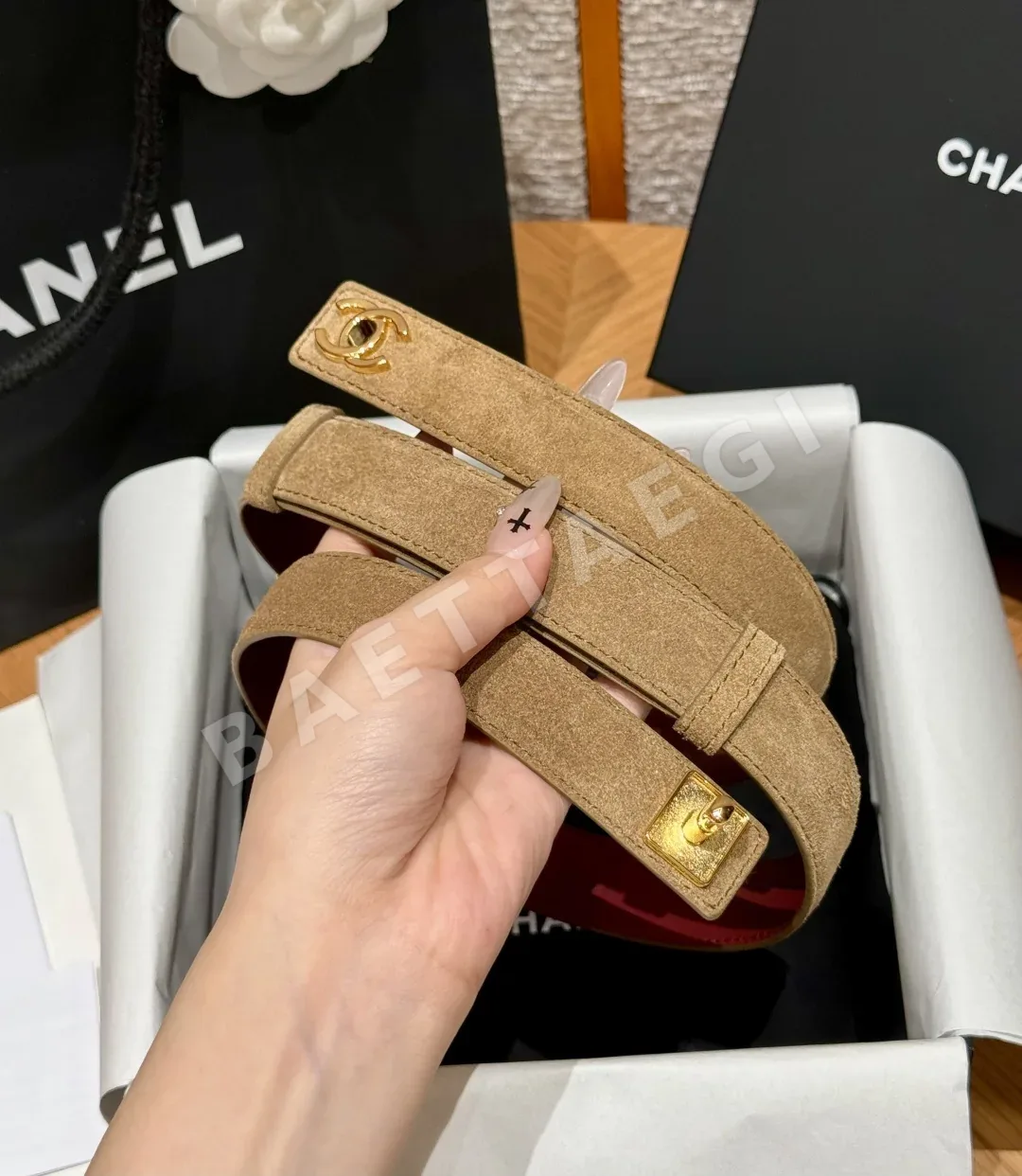 샤넬 송아지가죽 버클 벨트 상세 이미지 3