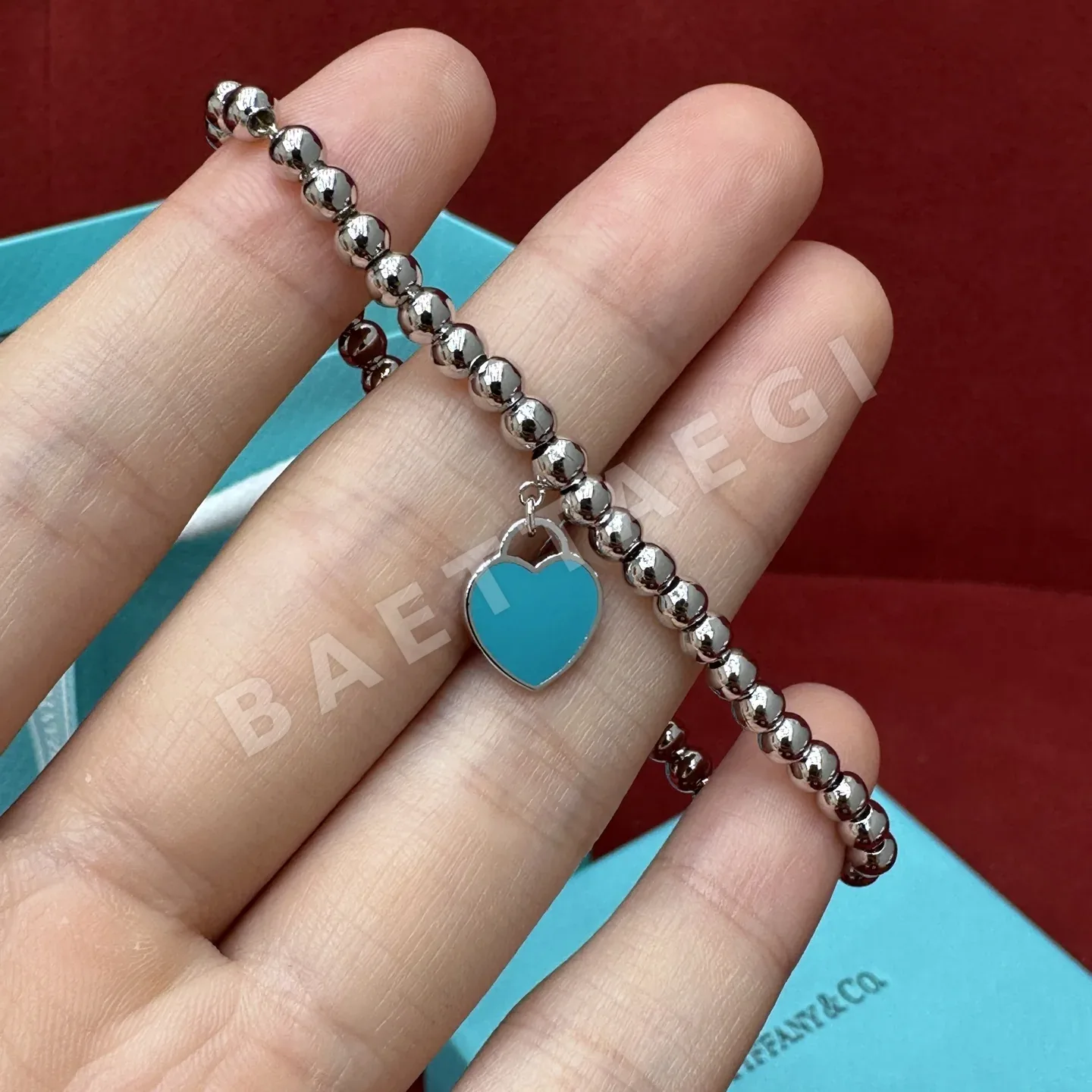 티파니 하트 태그 비즈 팔찌 178724