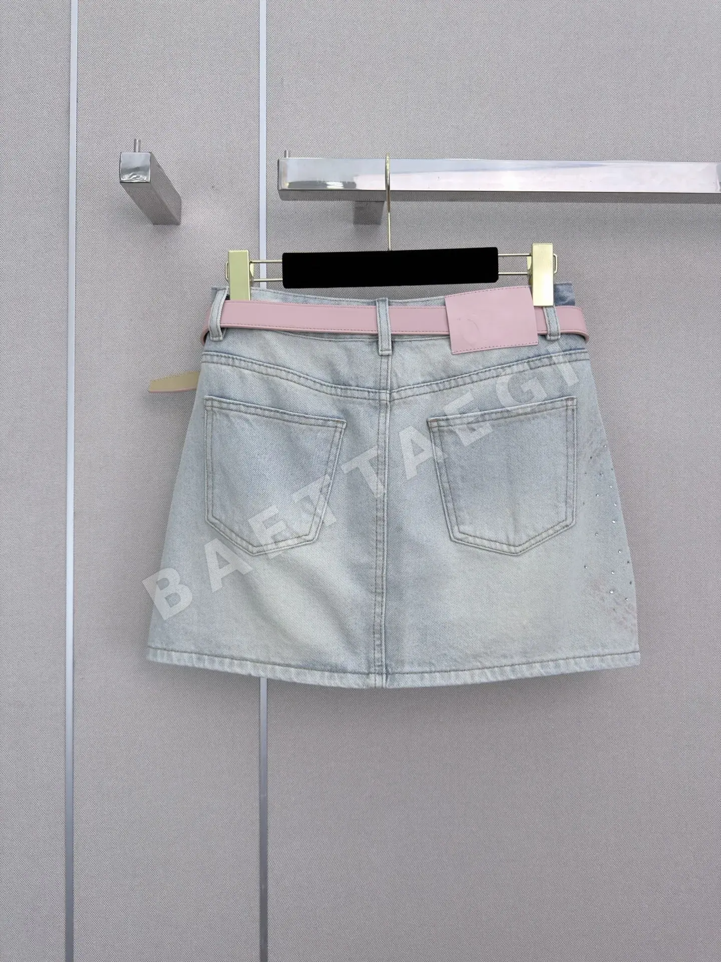 샤넬 라인스톤 장식 데님 A라인 스커트 상세 이미지 7