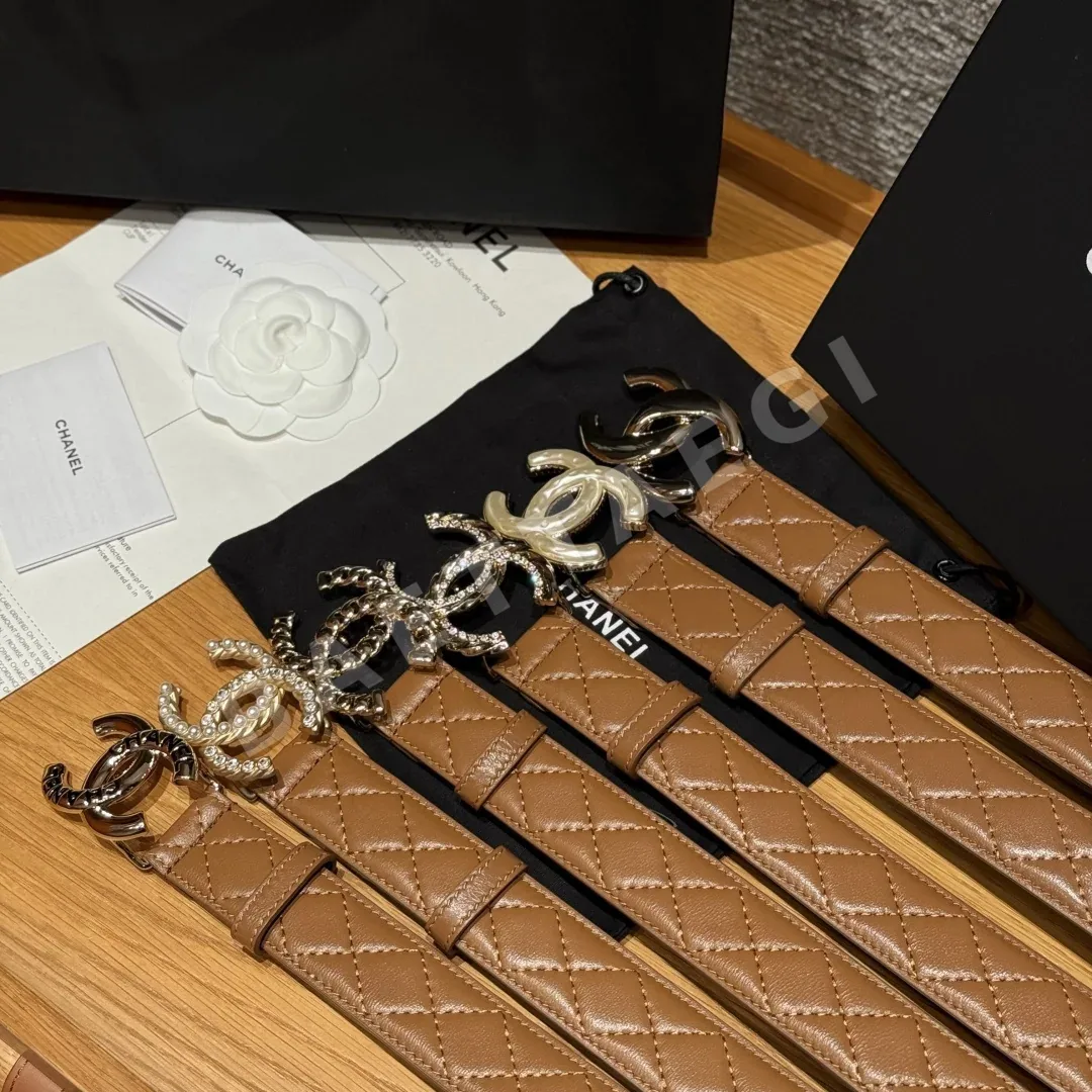 샤넬 더블 C 메탈 로고 램스킨 벨트 상세 이미지 3