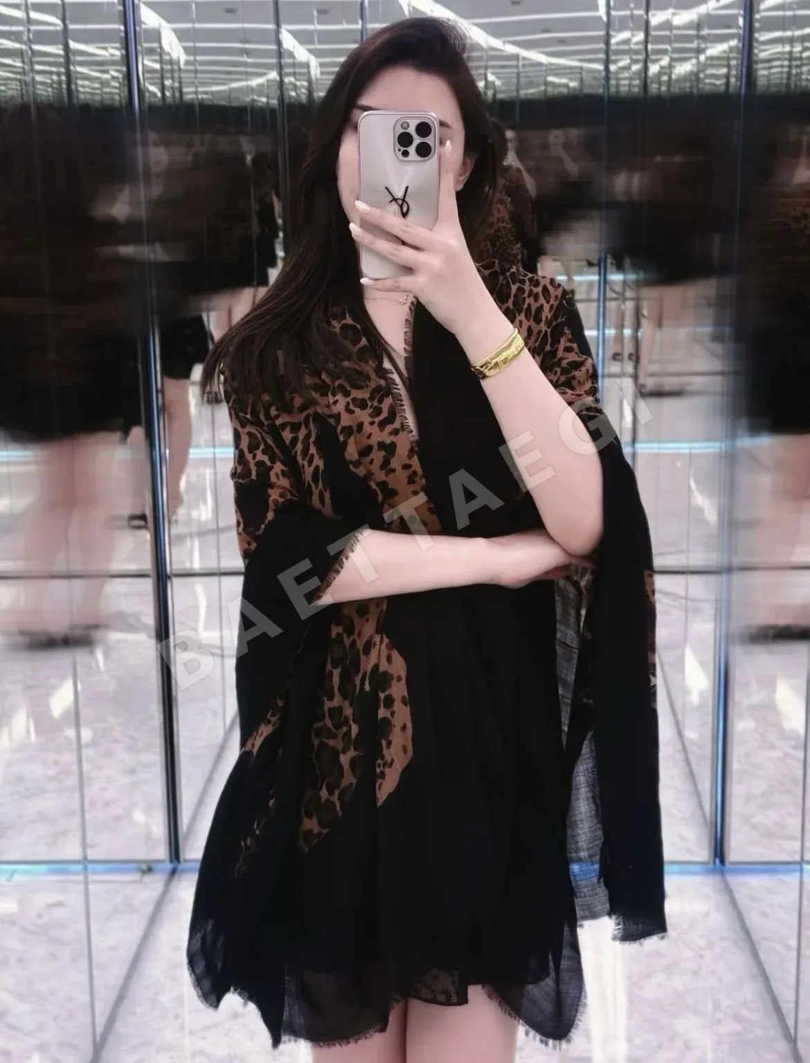 생로랑 레오파드 울 스카프 상세 이미지 9
