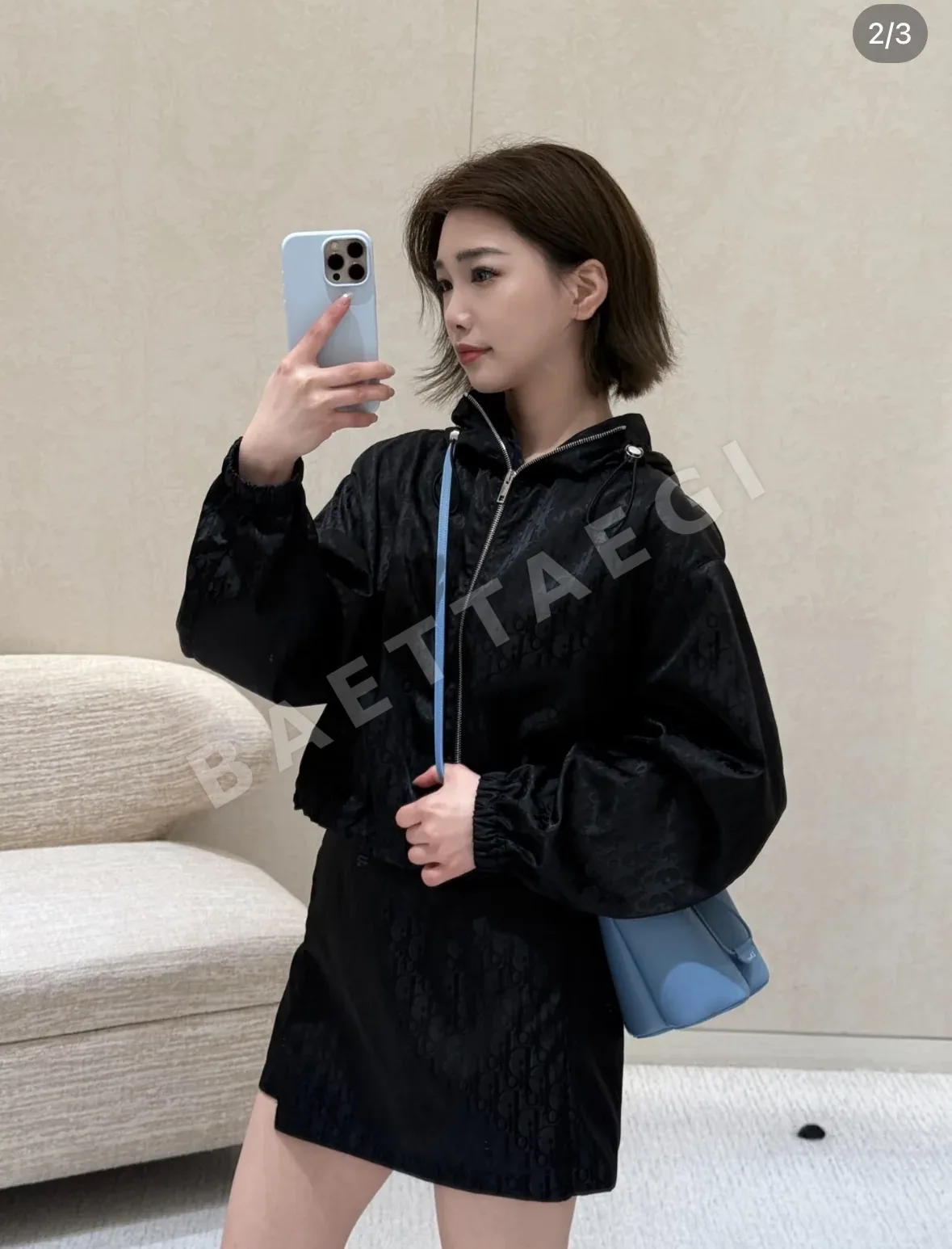 디올 크롭 후드 지퍼 여성 자켓 상세 이미지 5
