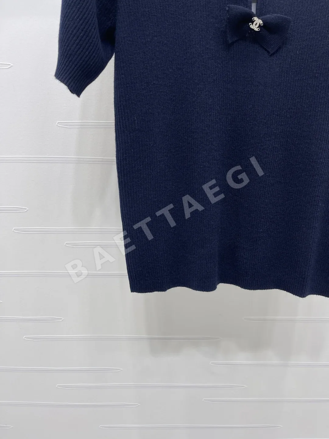 샤넬 3D 리본 니트 반팔 톱 상세 이미지 5