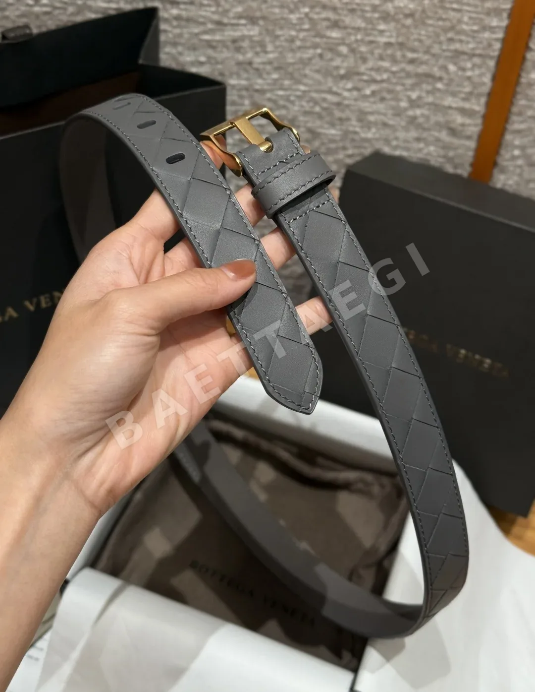 보테가베네타 인트레차토 소가죽 벨트 상세 이미지 6