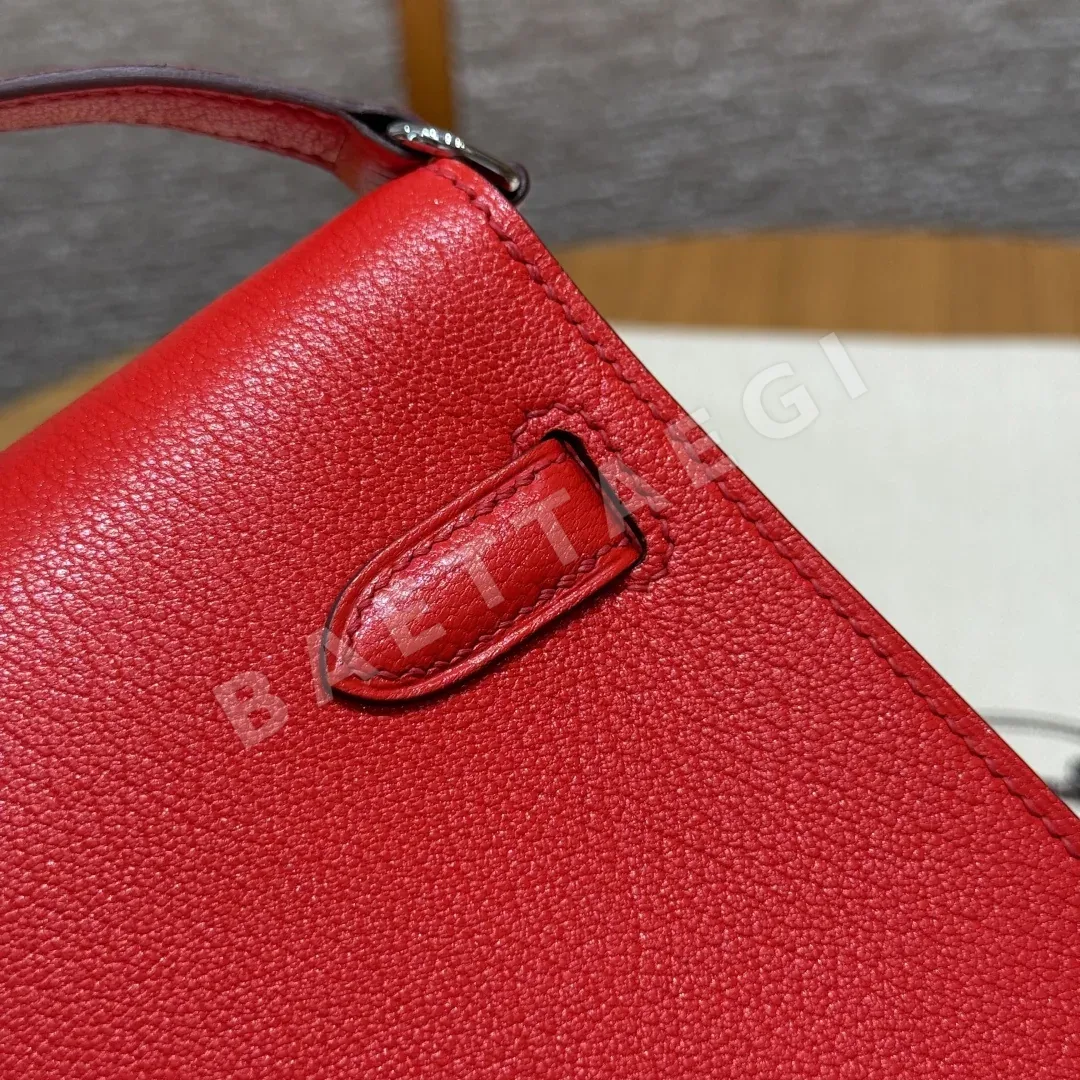 에르메스 켈리 엘란 하트 레드 염소가죽 가방 상세 이미지 6
