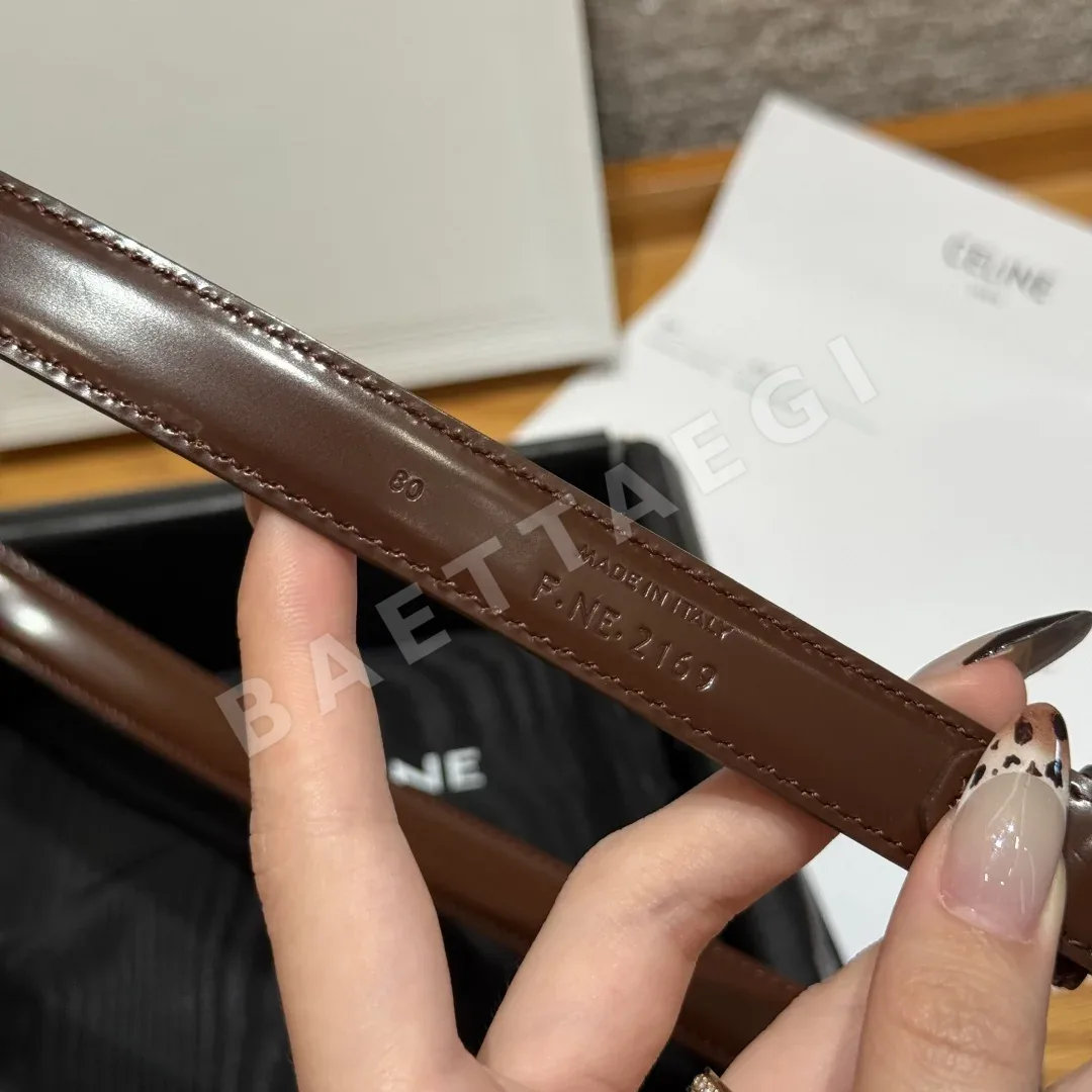 셀린느 트라이엄프 아치 금장 크리스탈 장식 소가죽 벨트 상세 이미지 7
