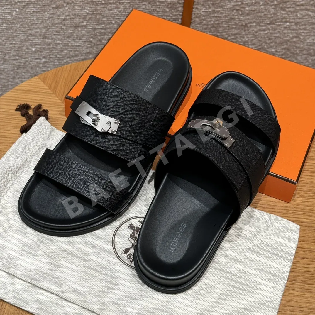 에르메스 잭슨 샌들 블랙 카프스킨 실버 버클 상세 이미지 8