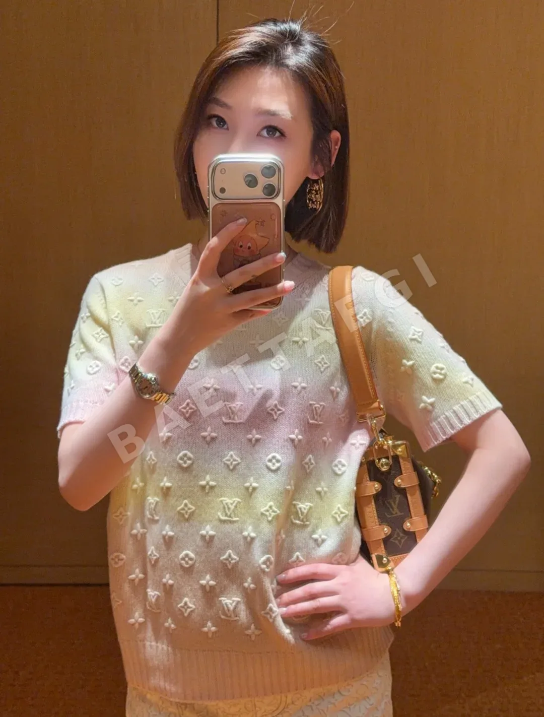 루이비통 모노그램 캐시미어 반팔 탑 상세 이미지 9